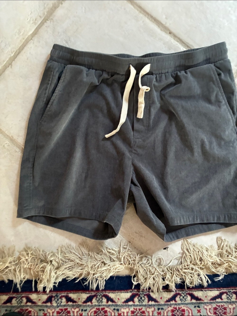Casual Drawstring Corduroy Shorts in Charcoal Gray
